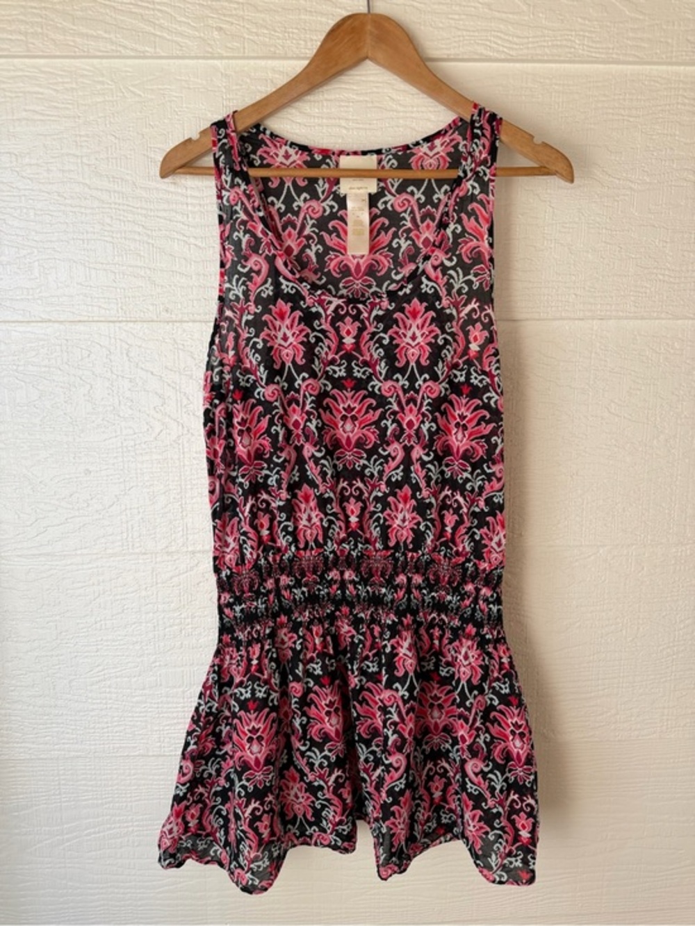 Kate Spade Oasis Beach Floral Cover Up Dress Black Pink Small
